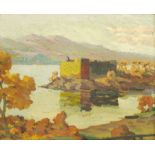 Scottish School (Early 20th century): Loch Scene with Peninsular Castle