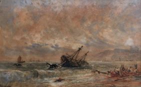 George Weatherill (British 1810-1890): Wreck on Upgang Beach Whitby