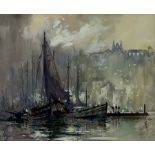 Robert Leslie Howey (British 1900-1981): Boats moored in Whitby Harbour