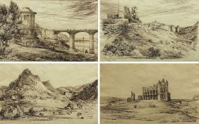 English School (19th century): 'The Museum & Cliff Bridge Scarborough' et al.
