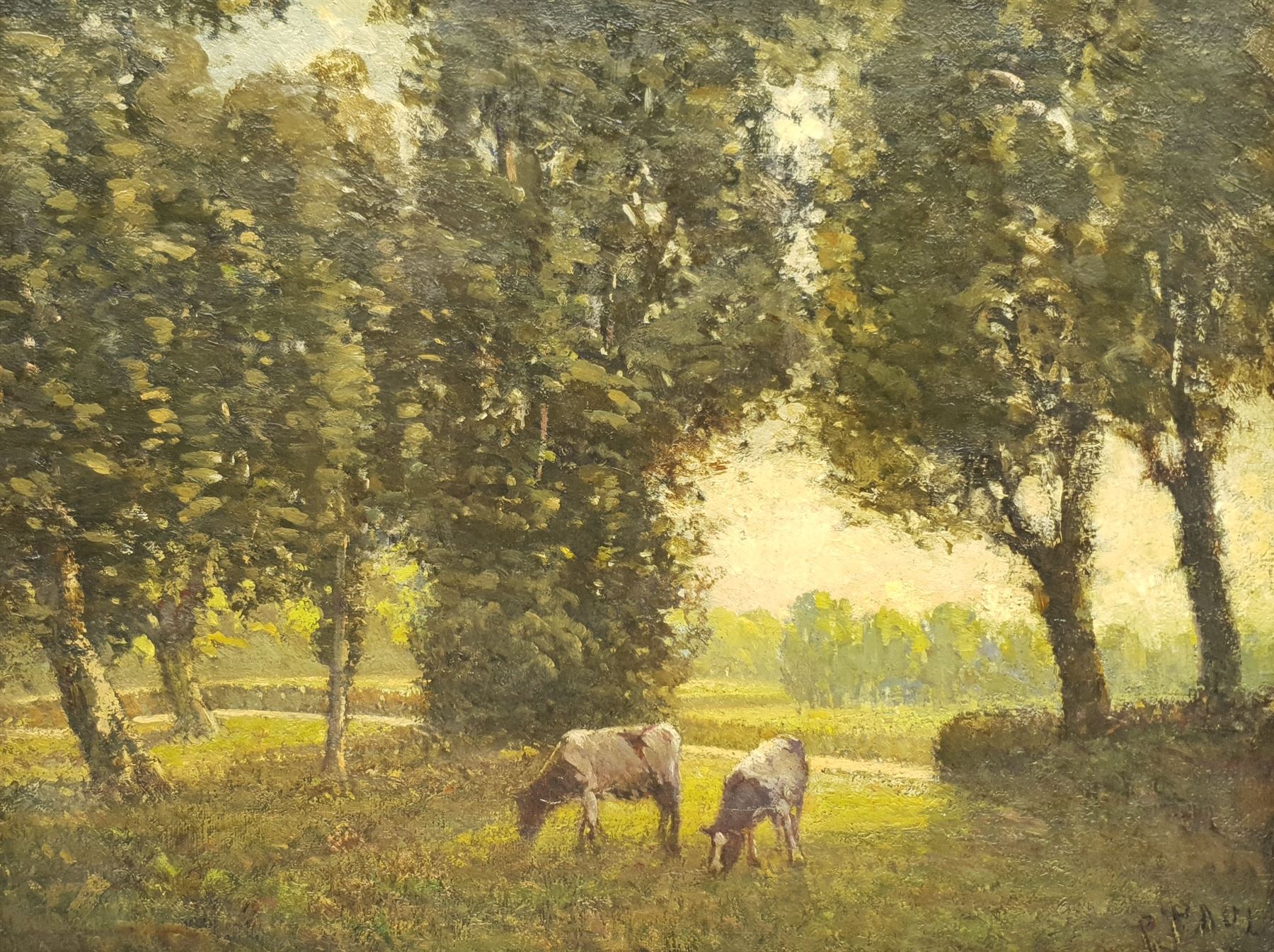 Paul Paul (Staithes Group 1865-1937): Cattle Grazing in Wooded Landscape