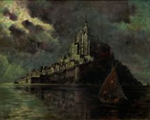 Louis Béroud (French 1852-1930): Mont St. Michel by Moonlight