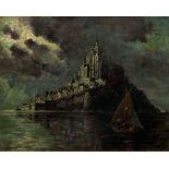 Louis Béroud (French 1852-1930): Mont St. Michel by Moonlight