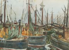 Robert Hardie Condie (Scottish 1898-1981): 'Masts and Nets Fraserburgh'