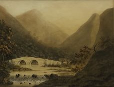 English School (Early 19th century): Lake District Stone Bridge