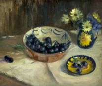 Iris Collett (British 1938-): Still Life of Olives