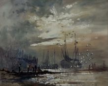 Robert Leslie Howey (British 1900-1981): Fishing Boats at Low Tide
