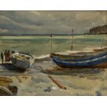 Owen Bowen (Staithes Group 1873-1967): Cobles on The Dock Robin Hoods Bay