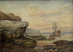 John Taylor Allerston (British 1828-1914): Beached Steam/Sail Vessel at Flamborough