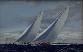 James Miller (British 1962-): Big Class Yachts - 'Endeavour and Rainbow' - America's Cup 1934