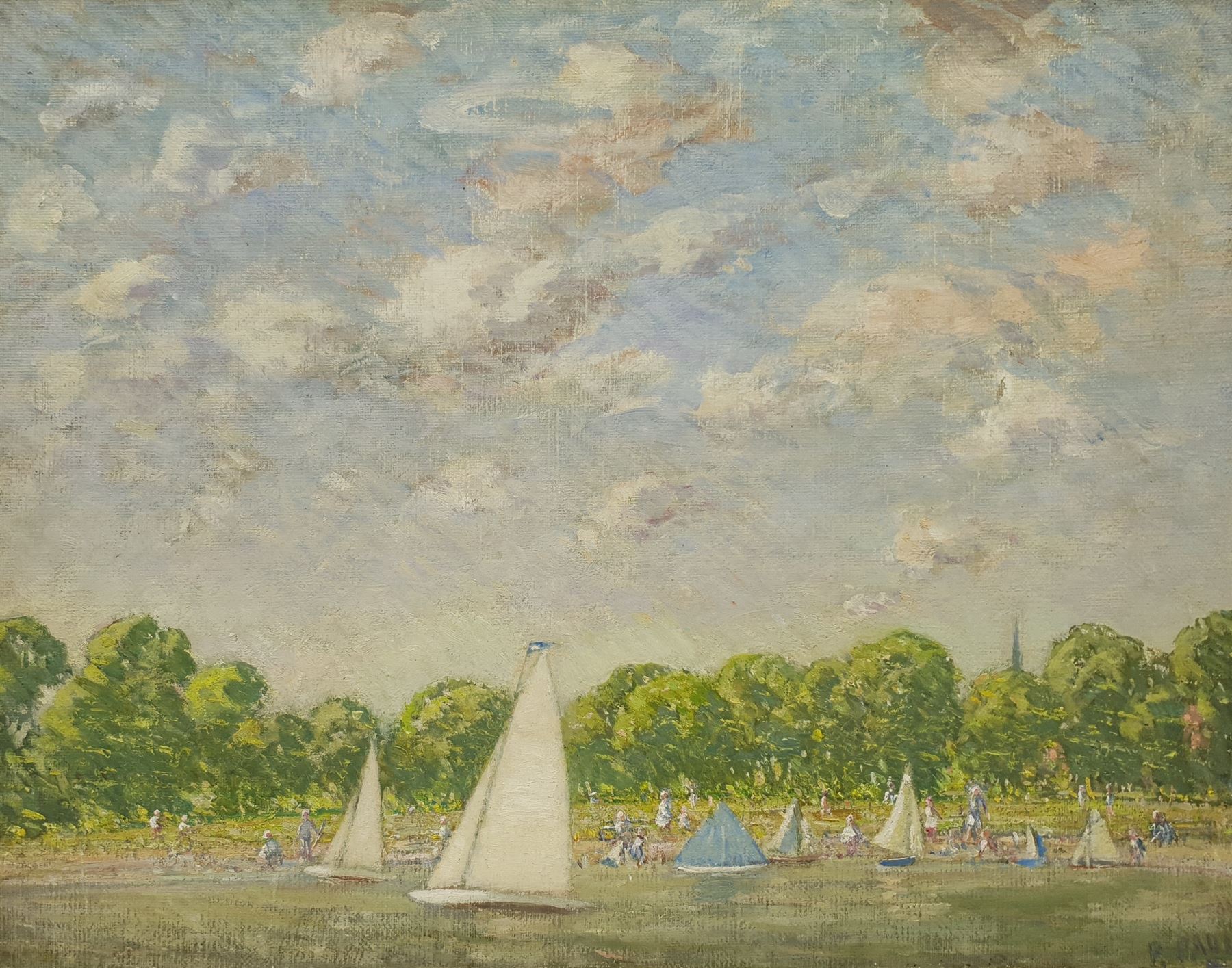 Paul Paul (Staithes Group 1865-1937): Pond Yachts in the Park