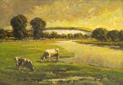 Paul Paul (Staithes Group 1865-1937): Cattle at Sunset