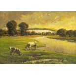 Paul Paul (Staithes Group 1865-1937): Cattle at Sunset