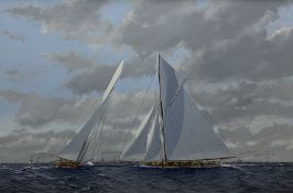James Miller (British 1962-): Big Class Yachts 'Valkyrie II and Vigilant' - America's Cup 1893