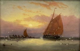 William Daniel Penny (British 1834-1924): Fishing Vessels at Sunset