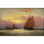 William Daniel Penny (British 1834-1924): Fishing Vessels at Sunset