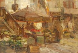 Paul Paul (Staithes Group 1865-1937): Market Stalls