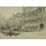 Attrib. William Walcot RBA RE (1874-1943): 'Grand Palace Brussels'