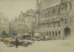 Attrib. William Walcot RBA RE (1874-1943): 'Grand Palace Brussels'