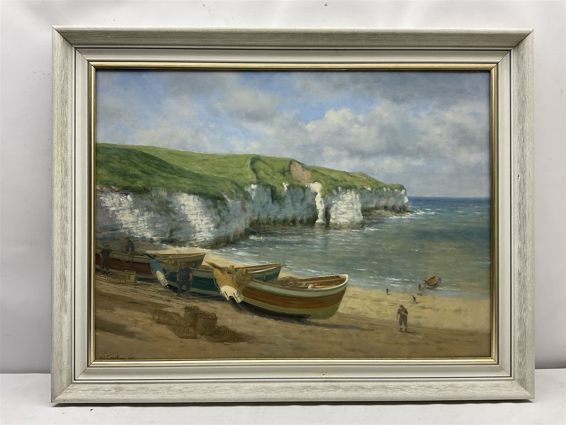 Walter Goodin (British 1907-1992): Cobles at North Landing Flamborough - Image 2 of 4