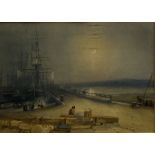 Henry Barlow Carter (British 1804-1868): West Pier Scarborough by Moonlight