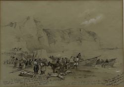 John Wilson Carmichael (British 1800-1868): Unloading the Catch South Landing Flamborough