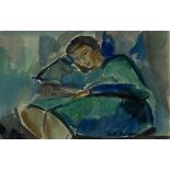Lev Feodorovich Zhegin (Russian 1892-1969): Girl Reading