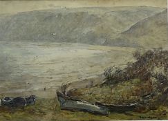 Frederic William Jackson (Staithes Group 1859-1918): Cobles on the Bank at Runswick Bay