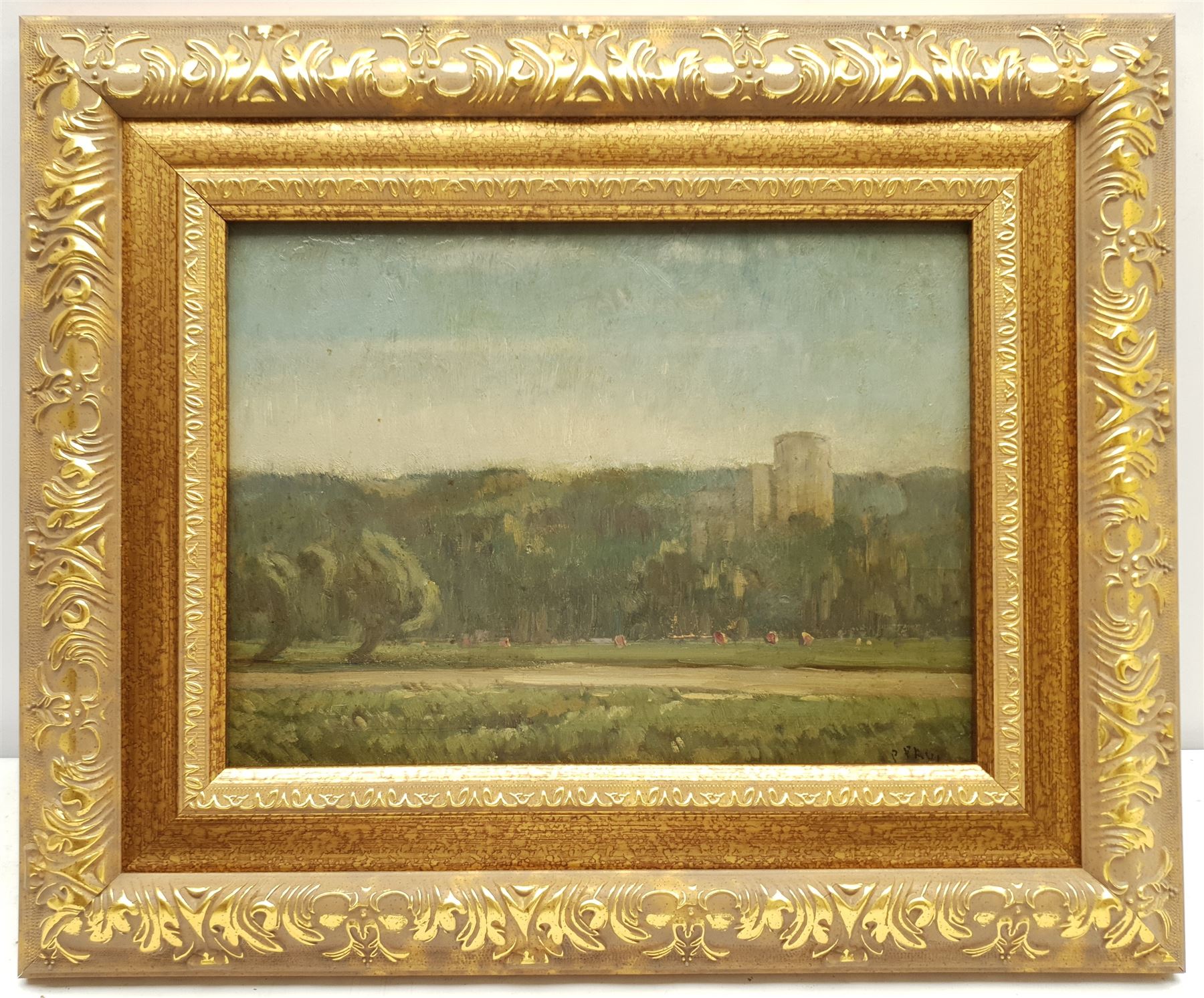 Paul Paul (Staithes Group 1865-1937): Castle with Cattle Grazing by the River - Image 2 of 5