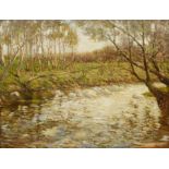 Paul Paul (Staithes Group 1865-1937): Wooded River Landscape