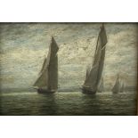 English School (Early 20th century): Yachts in Full Sail