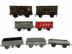 '0' gauge - seven scratch-built LNWR wagons including 6-Ton covered wagon