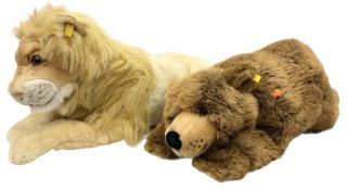 Two large modern Steiff wild animals - recumbent lion No.0370/70. L108cm including tail; and recumbe