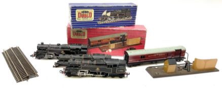 Hornby Dublo - two-rail 4MT Standard 2-6-4 Tank locomotive No.80054 in blue striped box; another mat