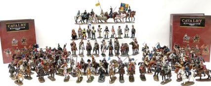 Ninety Del Prado cast metal mounted figures with two modern binders of periodicals entitled 'Cavalry