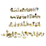 Over one-hundred various scale miniature brass ornaments suitable for decorating doll's houses inclu