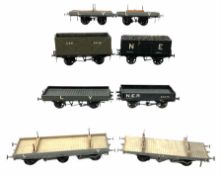 '0' gauge - four scratch-built Lancashire & Yorkshire wagons including two lumber wagons