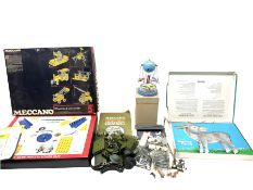Meccano - Set No.5 box with part contents; quantity of unboxed sections from Combat Multikit with in