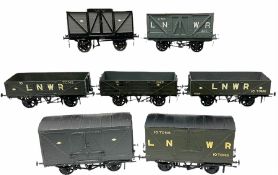 '0' gauge - seven scratch-built LNWR wagons including 10-ton covered wagon