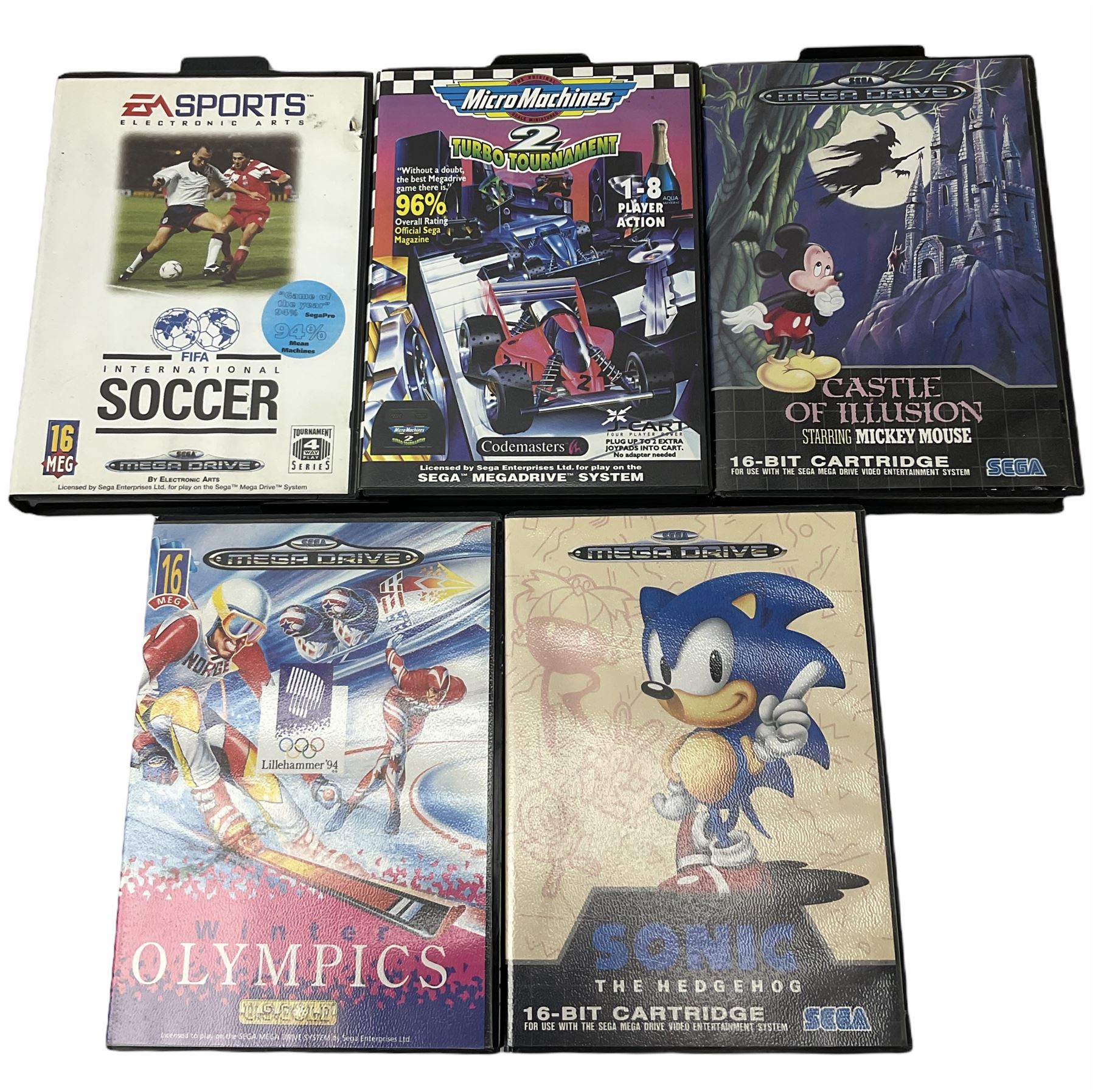 1990s Sega Megadrive 16bit games console with five games comprising Sonic the Hedgehog - Image 2 of 9