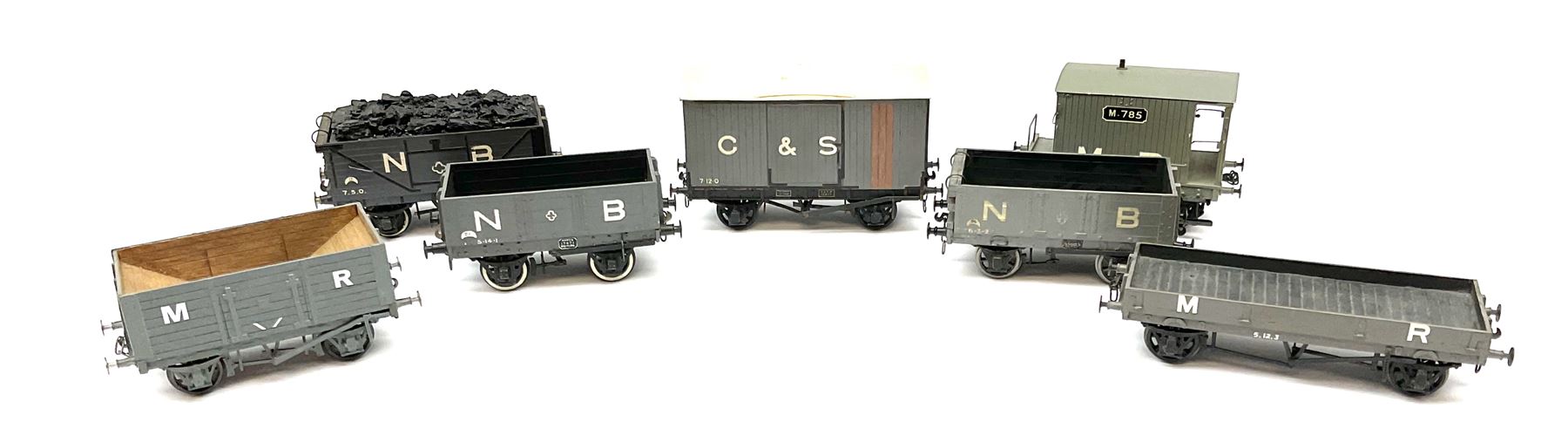 '0' gauge - three scratch-built Midland Railway wagons including brake van