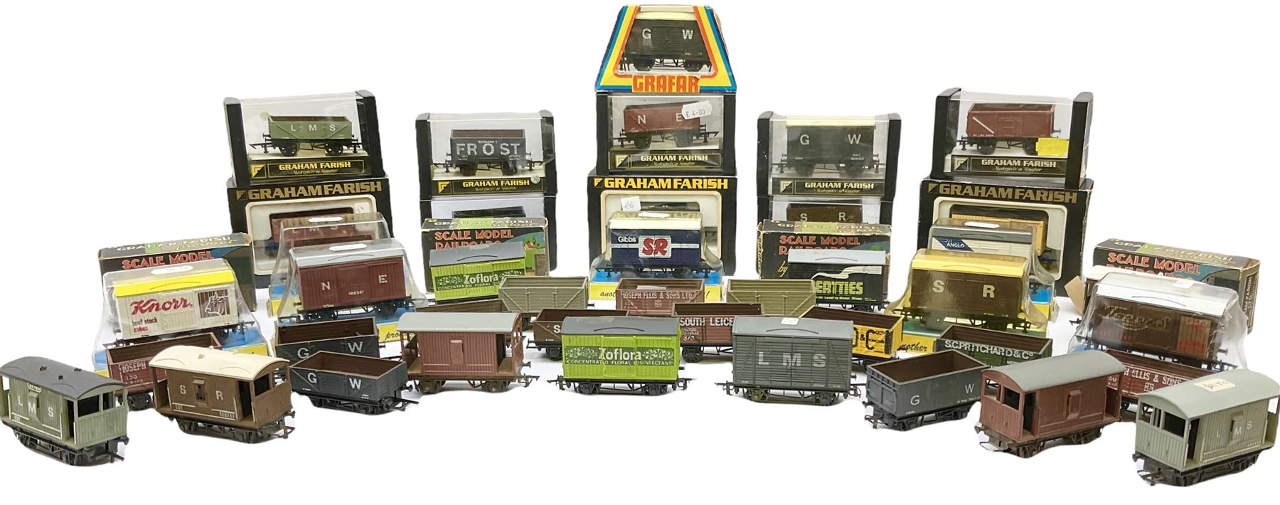 Graham Farish '00' gauge - twenty-two plastic goods wagons in various design boxes; and twenty unbox