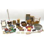 Vintage wooden toys including laundry set of washboards