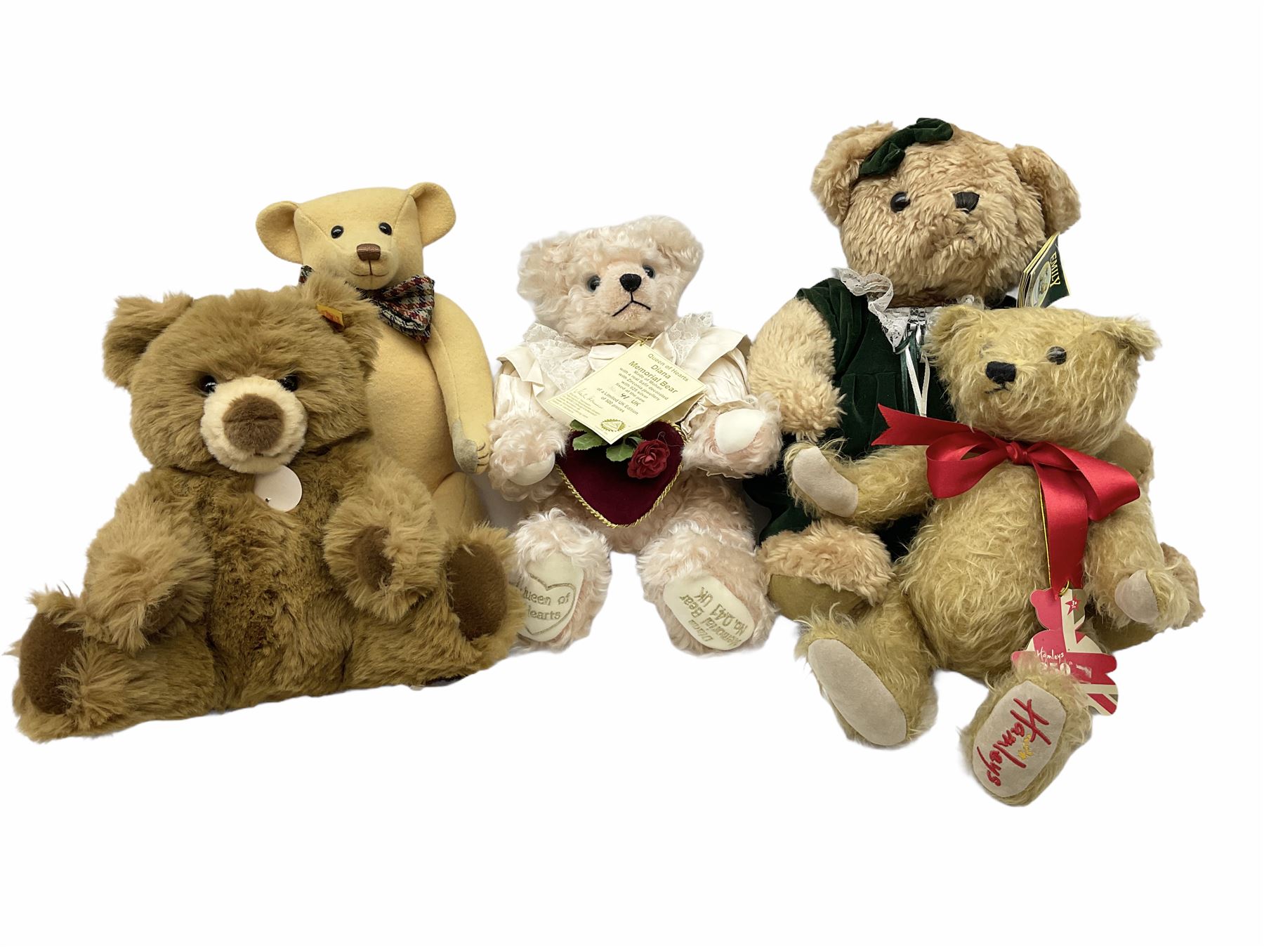 Five modern collector's teddy bears - Steiff 2001 bear No.660177 with tags; Hermann limited edition