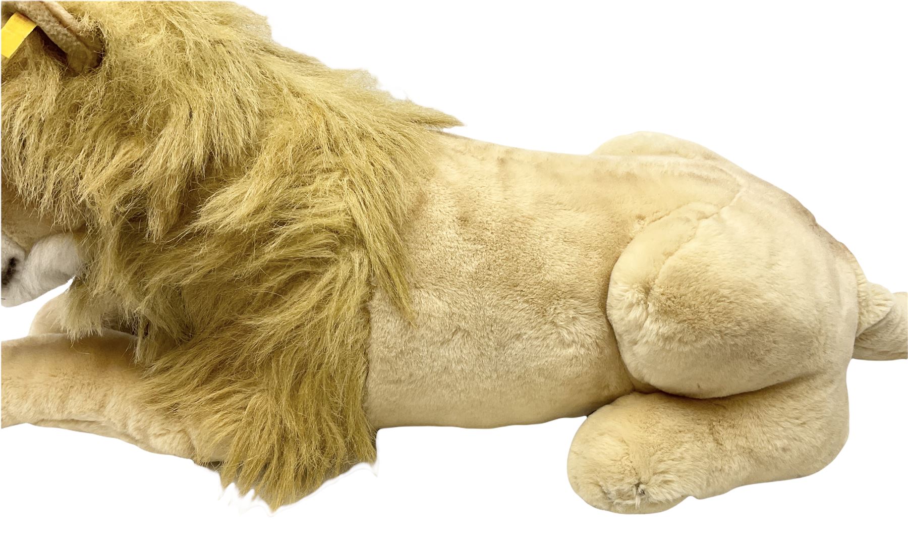 Two large modern Steiff wild animals - recumbent lion No.0370/70. L108cm including tail; and recumbe - Image 7 of 17