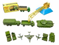 Dinky - seven unboxed and playworn die-cast military vehicles including Centurion Tank No.651