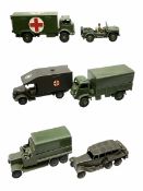 Dinky - six army vehicles comprising Austin K2 Ambulance with American Star to roof; 151b Six-Wheele