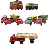 Wells Brimtoy/Pocketoy - seven tin-plate and plastic clockwork or friction-drive vehicles comprisin