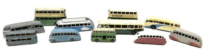 Dinky - eleven unboxed and playworn die-cast early buses and coaches including two French made - Aut