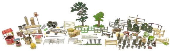 Various Makers - collection of lead/die-cast farm accessories including fences and gates
